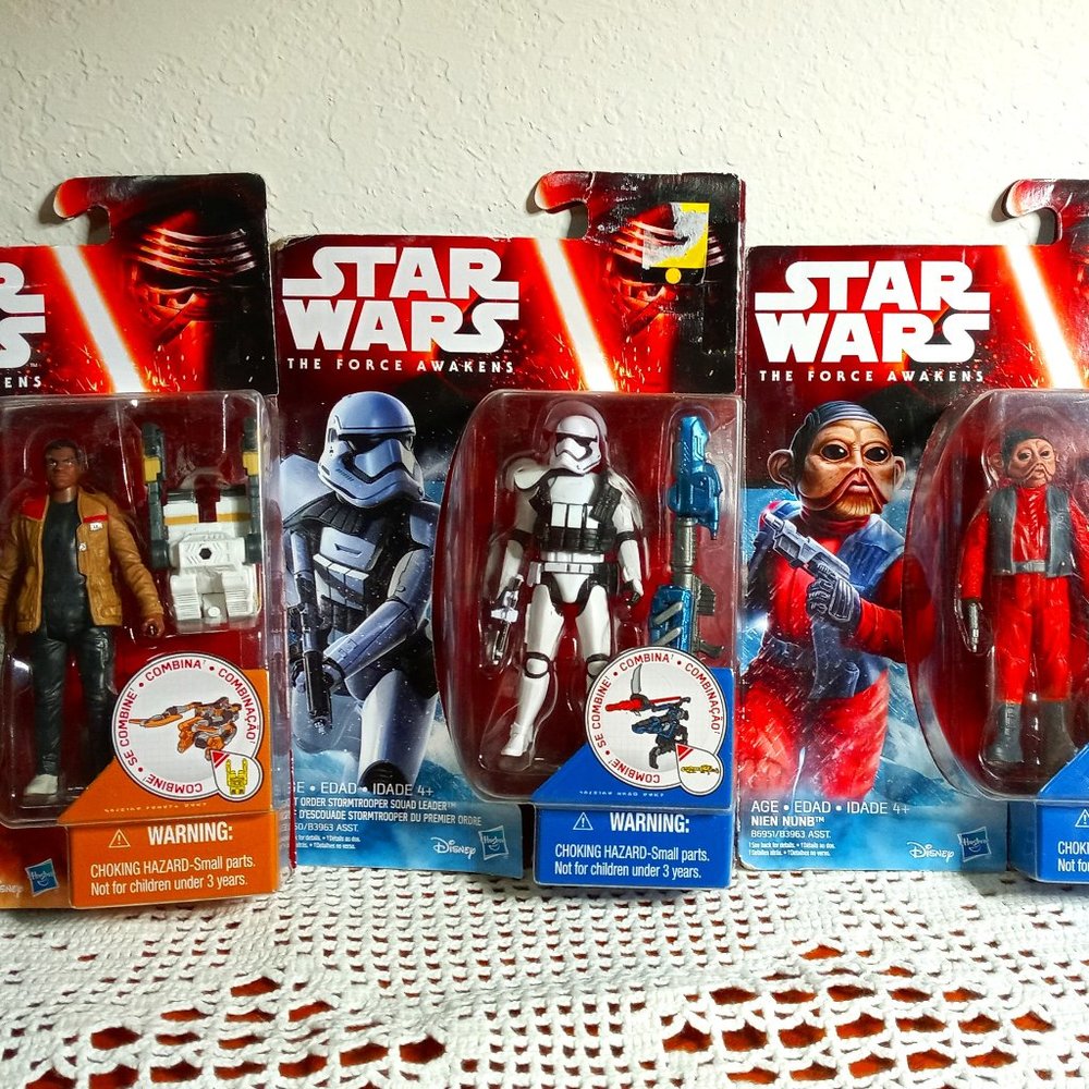3 NEW OS Star Wars Figures Storm Trooper Finn Nien Nunb